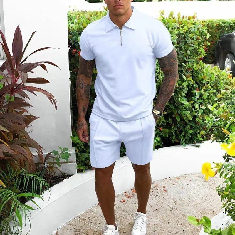 Men's Casual Two-Piece Short Sleeve Shirt & Shorts Set