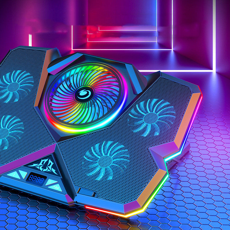 Refroidisseur de base pour ordinateur portable avec ventilateur silencieux, éclairage RGB, double USB, hauteur réglable