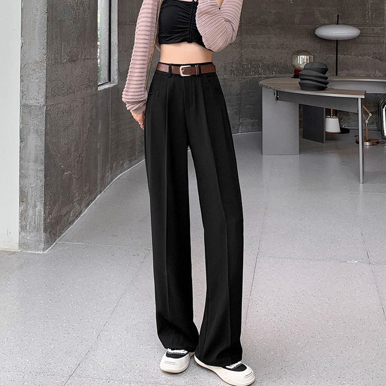High Waist Straight Leg Suit Pants for Women