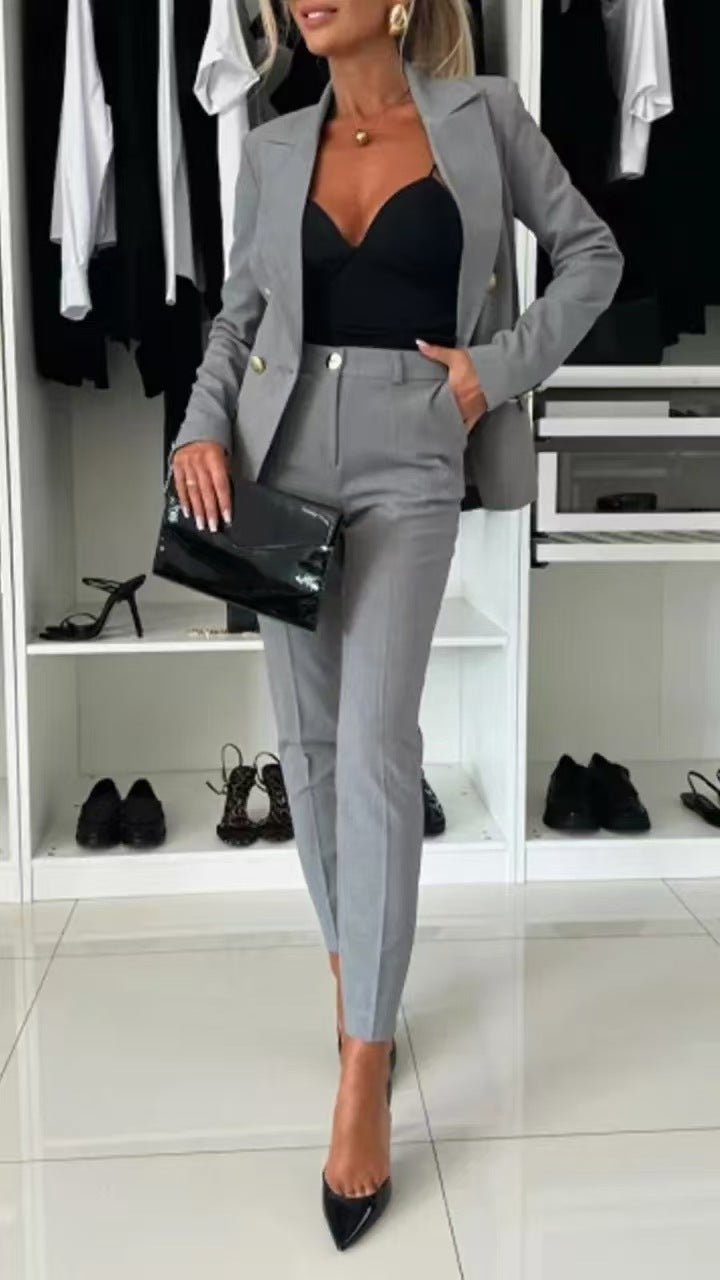 Women's Office Business Set Polyester Coat and Pants