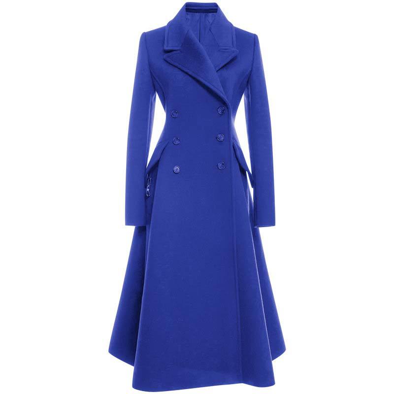 Slim Fit Women's Woolen Coat Mid-Length Solid Colors