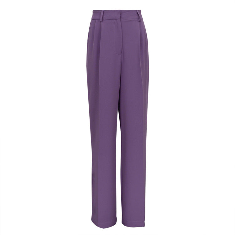 High Waist Loose Commuter Trousers in Klein Blue