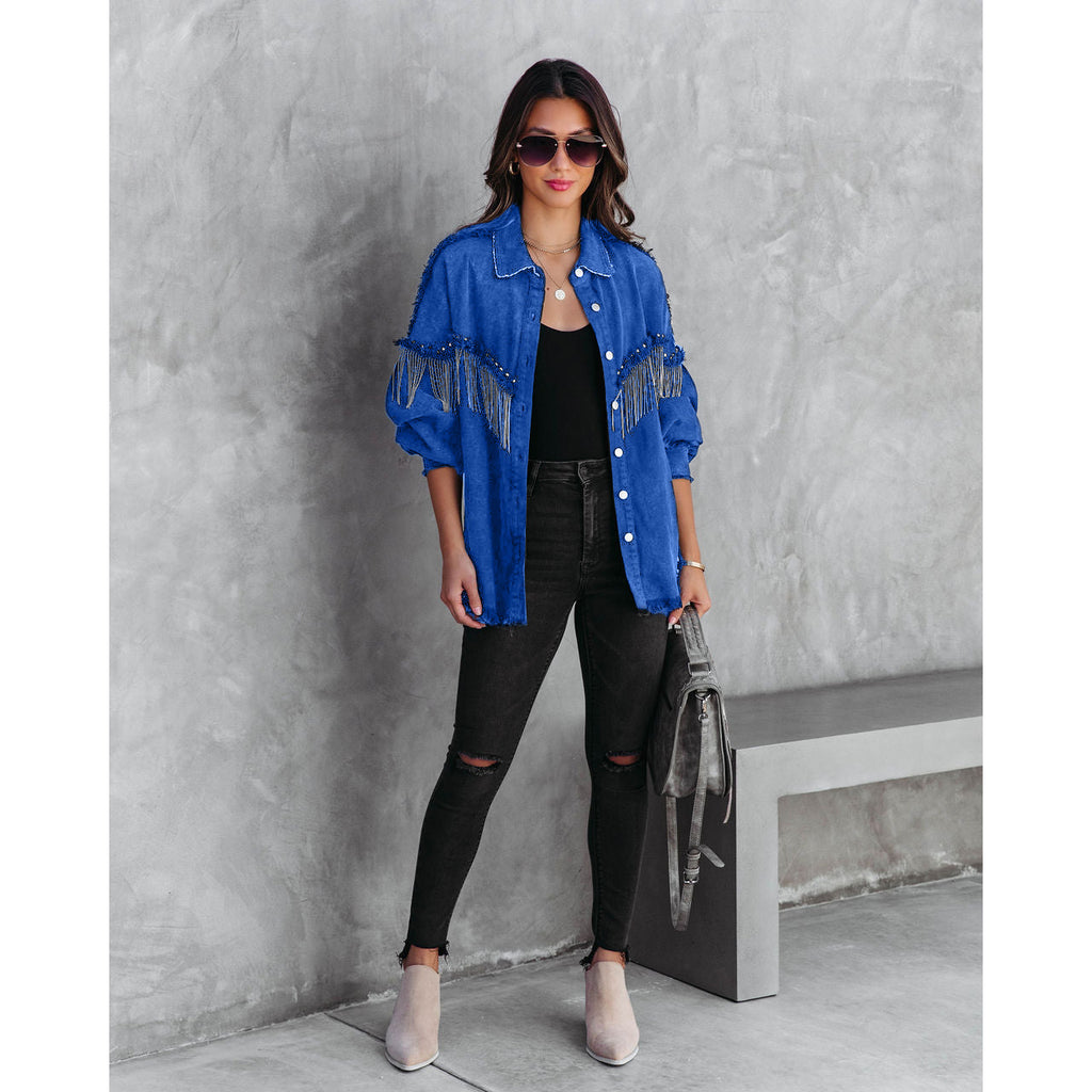 Heavy Industry Chain Rivet Single-Breasted Street Fashion Coat