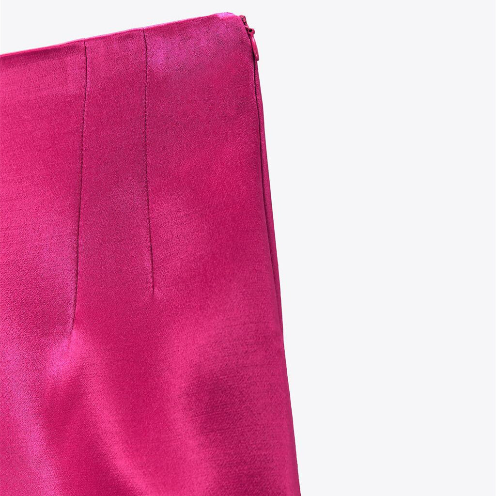 Women's Silk Blend Satin Texture A-Line Mini Skirt