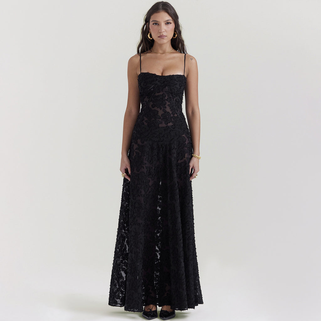 Elegant Strapless Lace Suspender A-Line Dress for Women