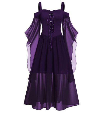 Halloween Witch Black One-Piece Dress with Sling Strap