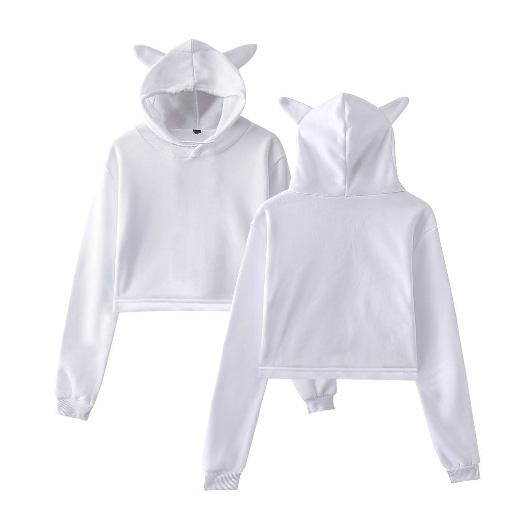 Sweat à capuche court pour femme – Manches longues – Pull – Streetwear – Haut de printemps