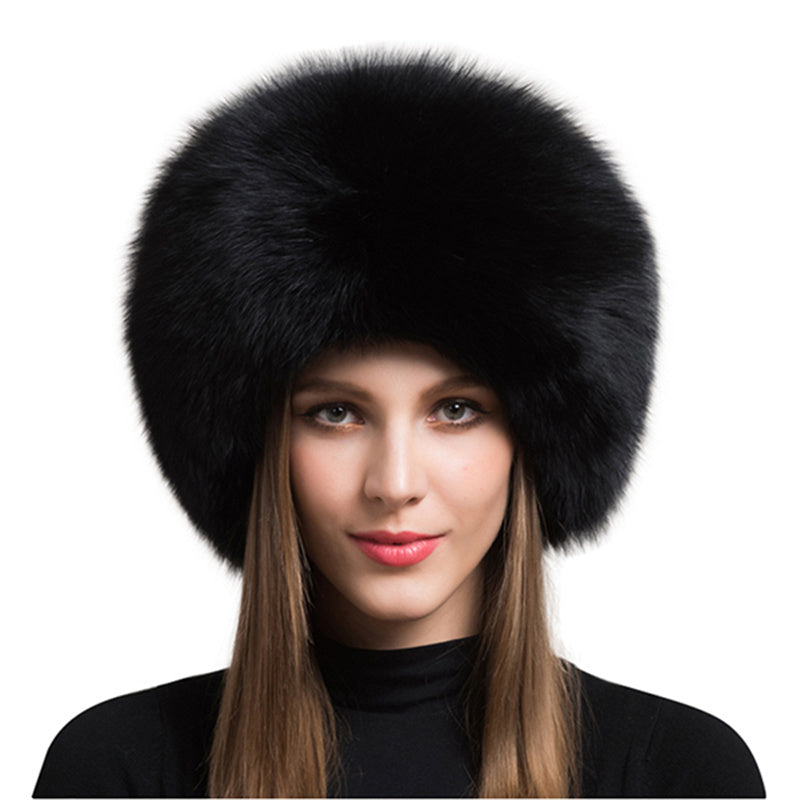 Chapeau dôme en fourrure de renard avec protection pour les oreilles pour femme