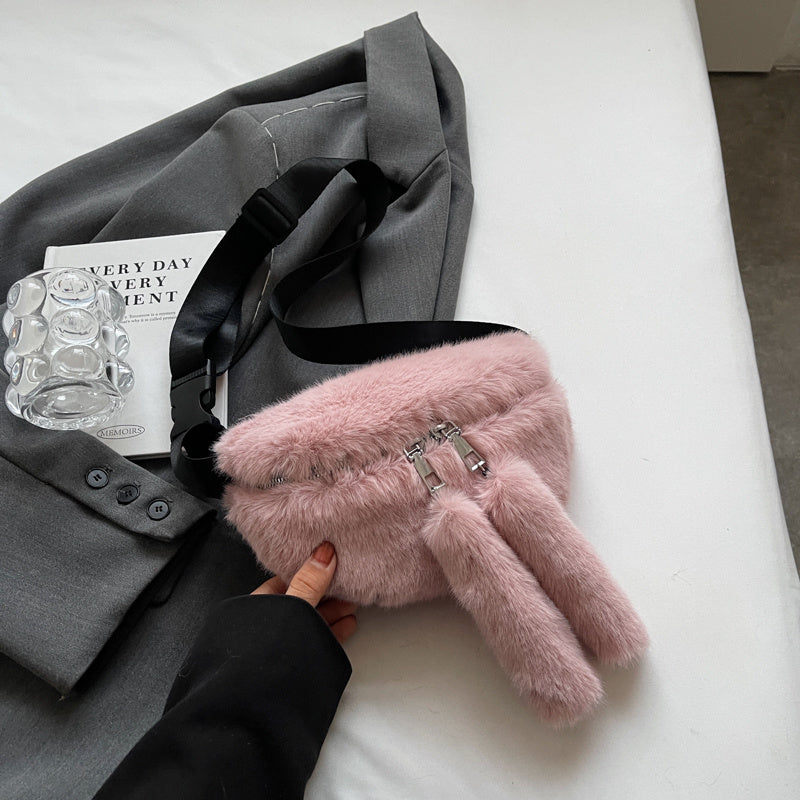 Women's Plush Shoulder Messenger Bag 24x14x6cm