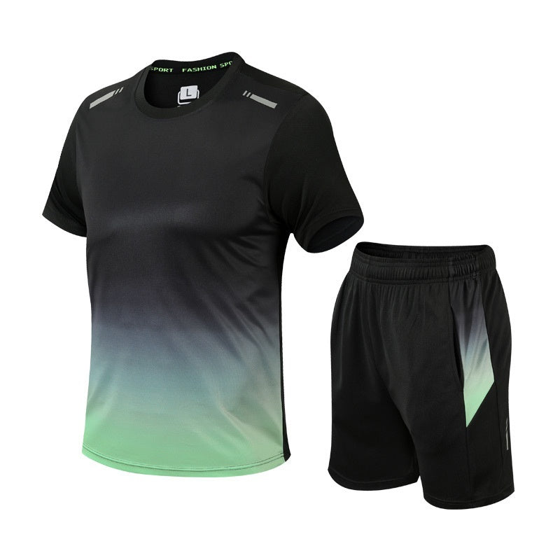 Quick Drying Men's Gradient Short Sleeve Two-Piece Set