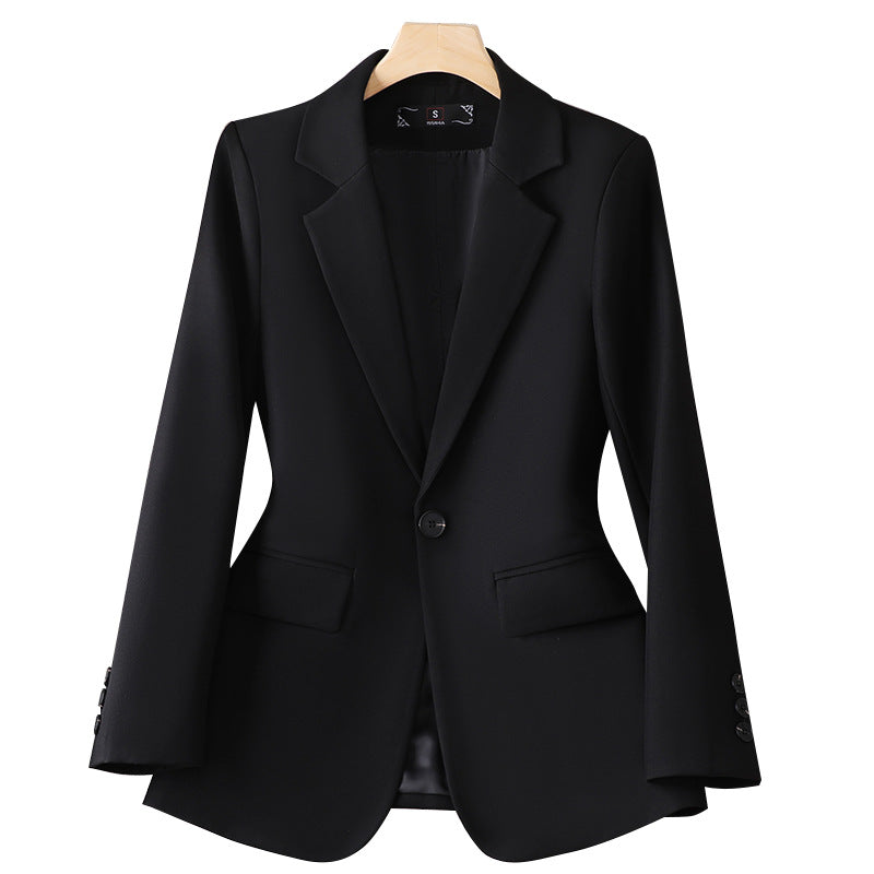 Women's Short Spring Casual Temperament Suit Top in Black, Brown, Creamy-White