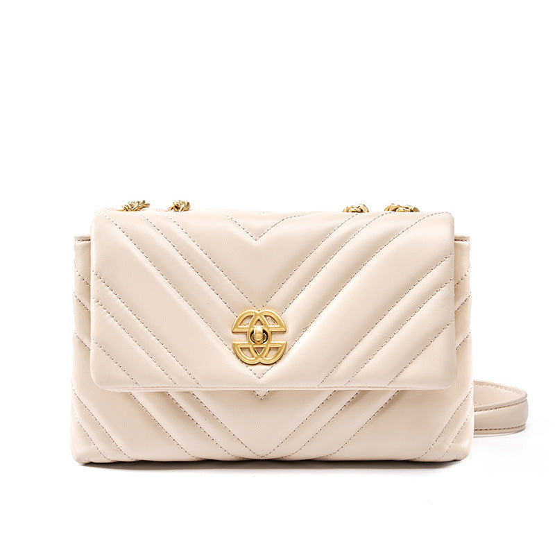Women's Genuine Cowhide Diamond Chain Square Shoulder Messenger Bag