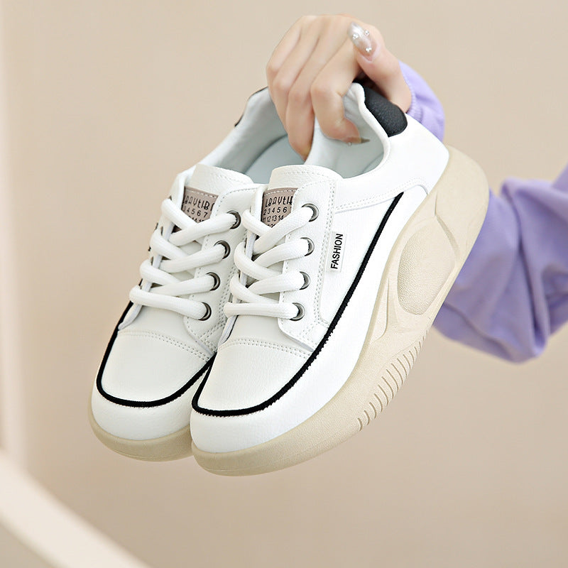 White Women's Leather Breathable Casual Student Shoes