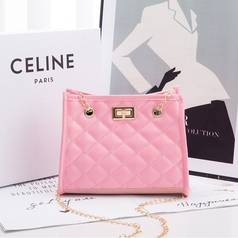 Mini Chain Rhombus Embroidered Small Square Shoulder Bag for Women