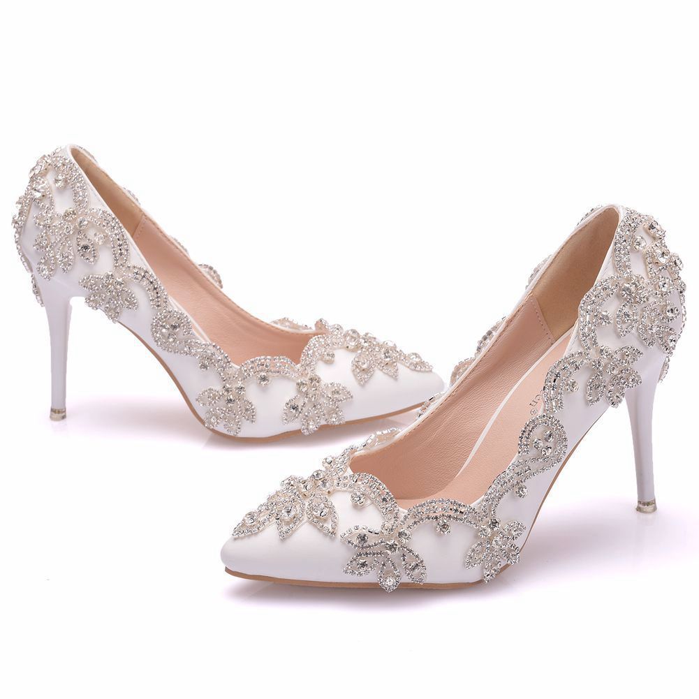 Rhinestone White & Colored Diamond Stiletto High Heels for Women