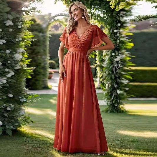 Frensh Chiffon Pure Color Mesh Dress