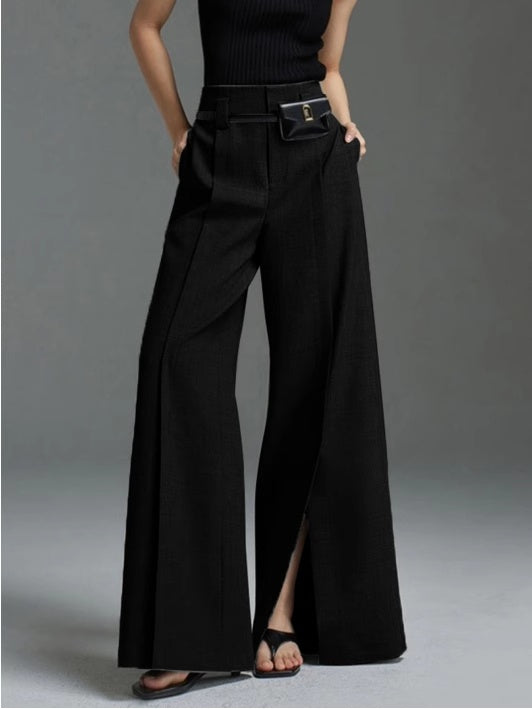 Casual Split Flared Trousers Excluding Belt Waist Bag