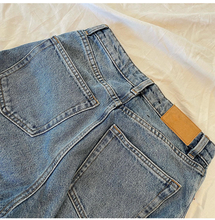 Fashionable Retro Loose Women's Straight-leg Denim Trousers