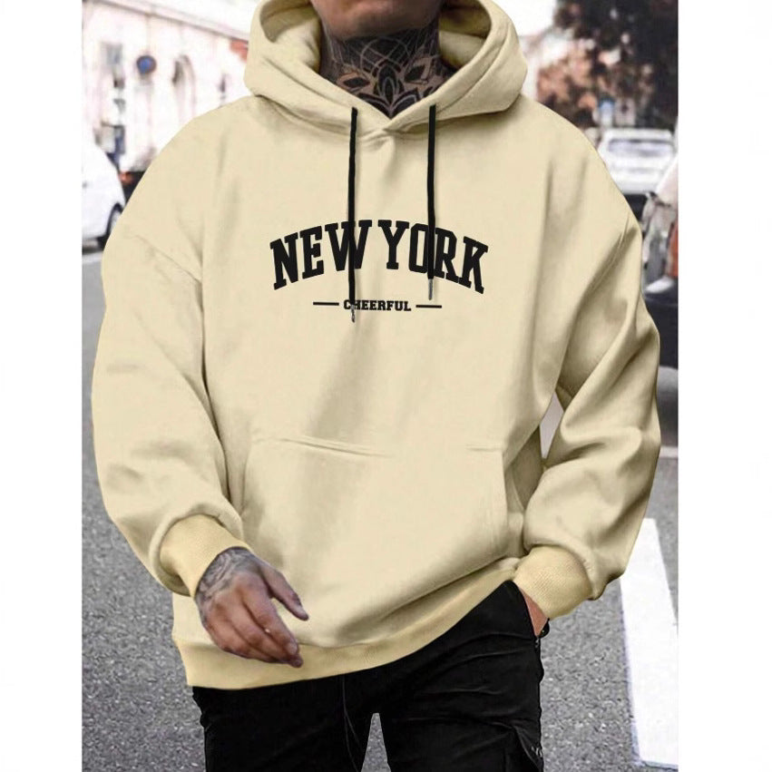 Men's Casual Retro Loose Hooded Pullover Sweater