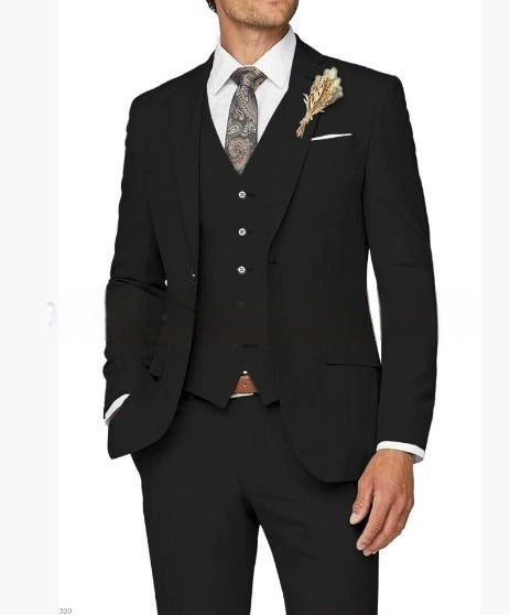Ensemble de costume trois pièces décontracté ajusté pour homme