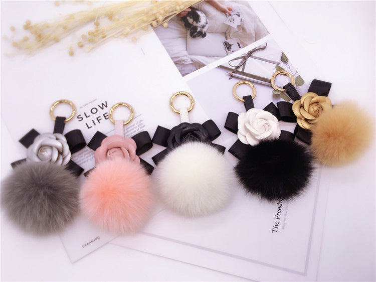 Creative Camellia Bow Keychain Bag Accessory for Women