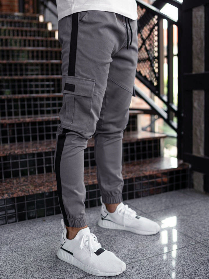 Pantalon décontracté en cuir pour homme avec braguette zippée