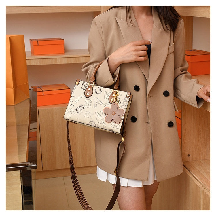 Retro Printed PU Shoulder Messenger Bag for Women, 25cm x 19cm x 10cm