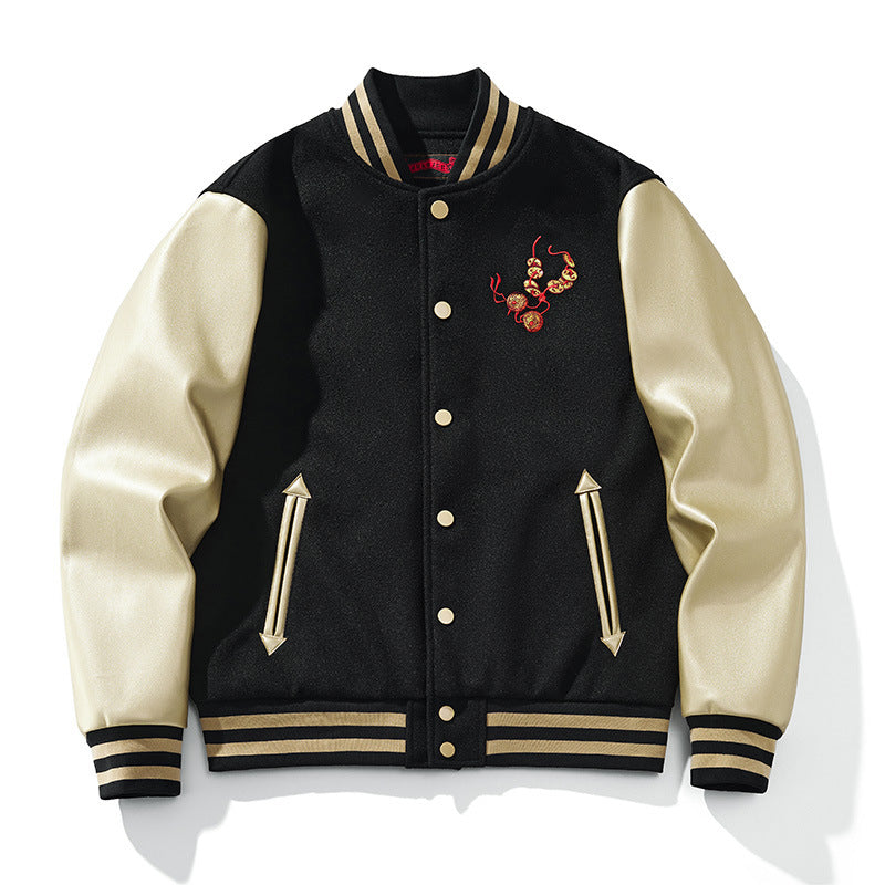 Veste brodée lourde pour hommes de style chinois, noire, tailles M-3XL