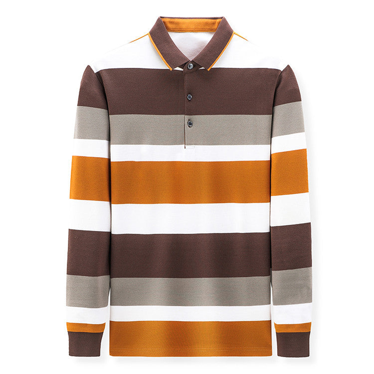 Chemise rayée à revers et manches longues pour homme