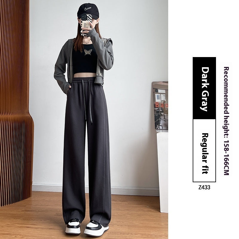 Pantalon d'exercice en coton à taille haute et coupe droite
