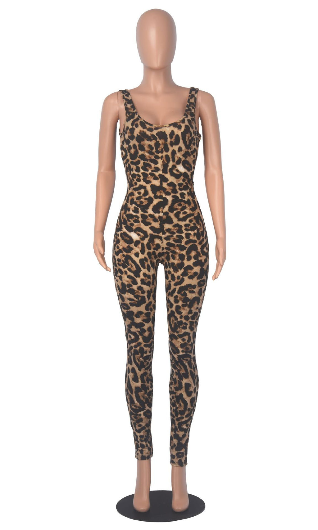 Women's Big U-Neck Sleeveless Printed Jumpsuit