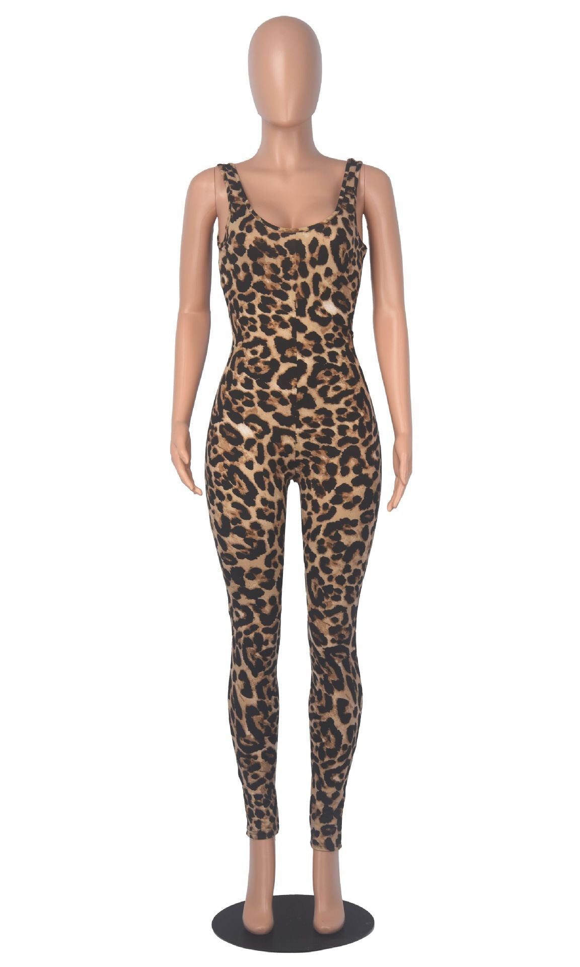 Women's Big U-Neck Sleeveless Printed Jumpsuit