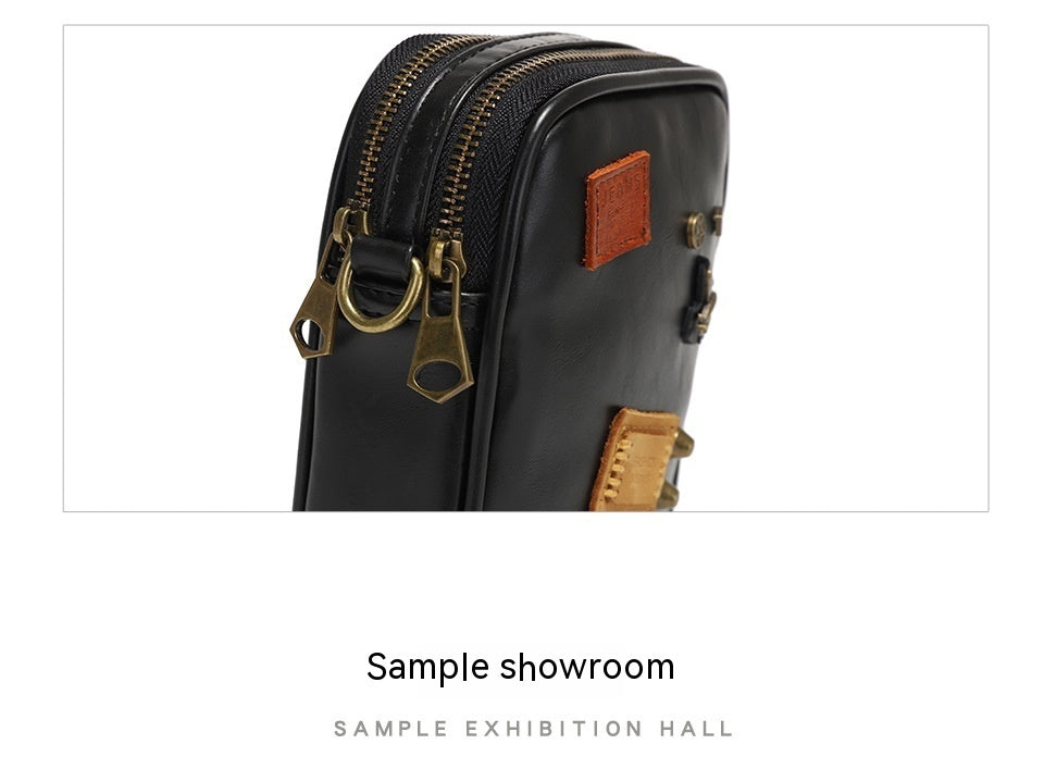 Men's Street Fashion PU Leather Crossbody Phone Bag in Black & Coffee