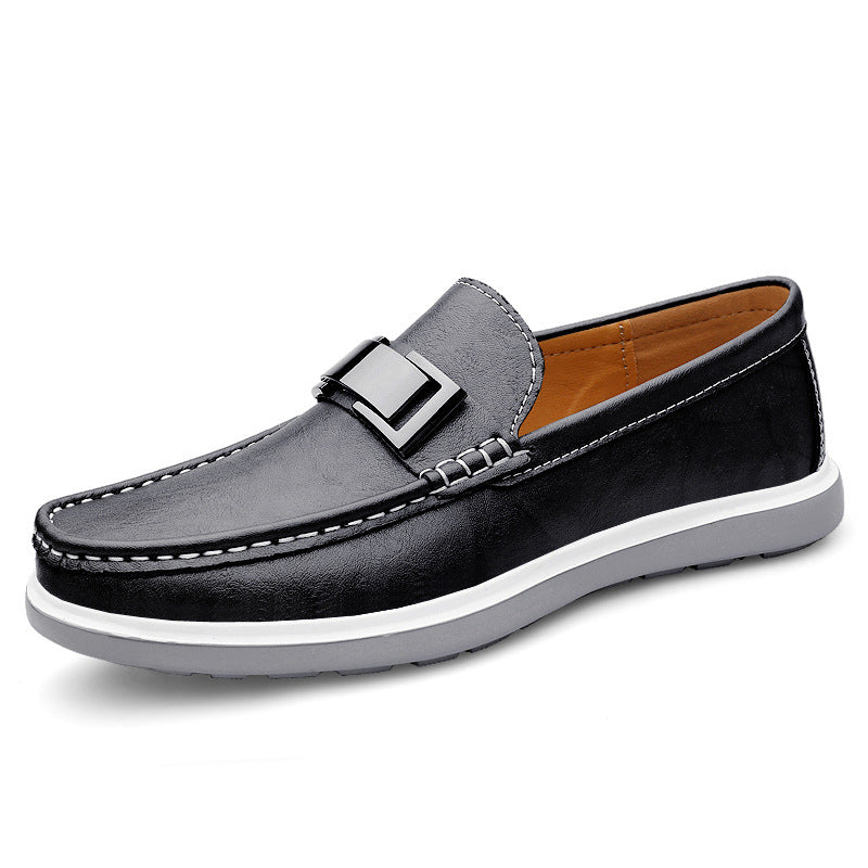 Men's Casual Spring Low-Top Slip-On Flats in Black, Gray & Brown
