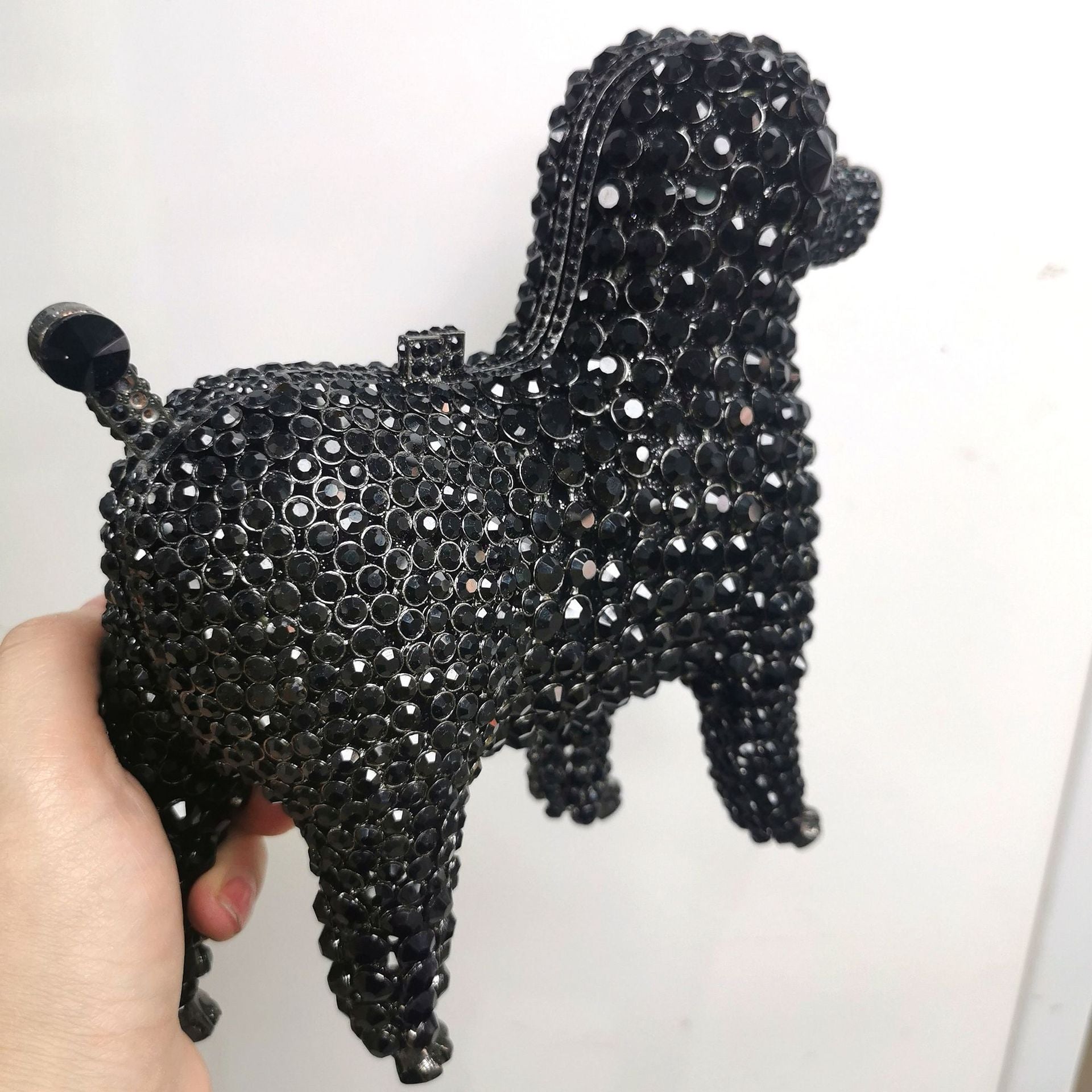 Sac de soirée en forme d'animal en diamant avec chaîne, poche zippée en alliage de 21 cm