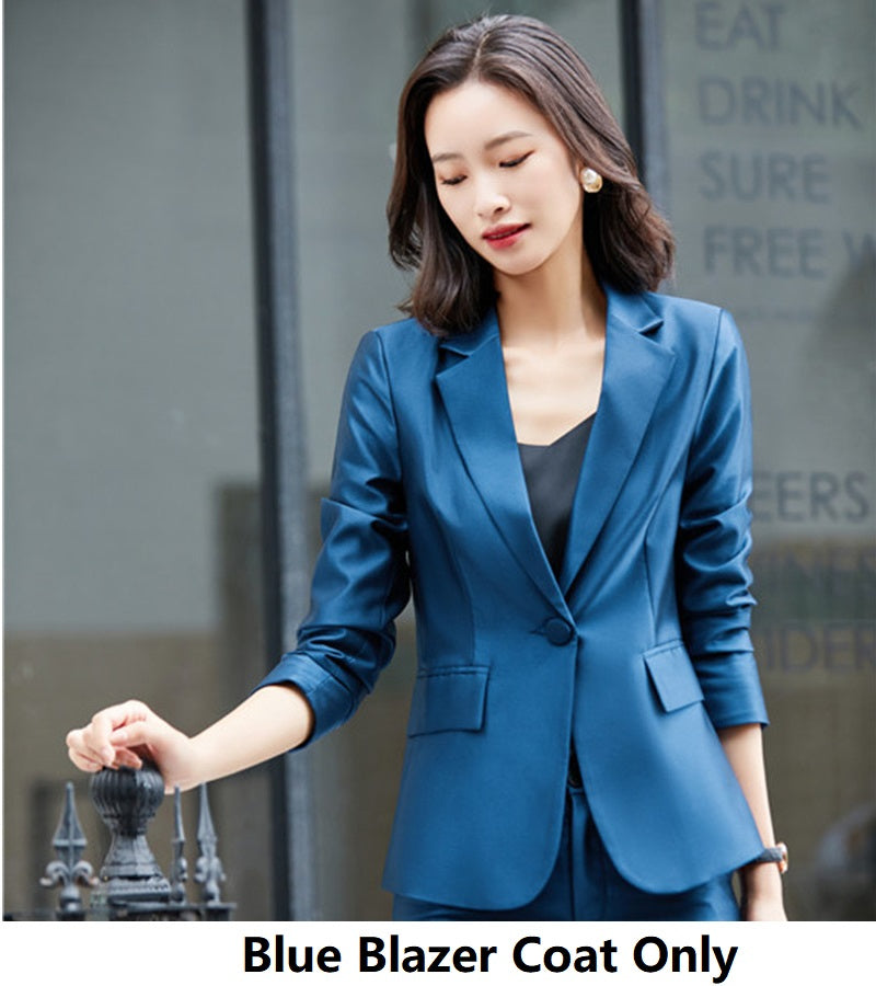 Professional Women's Fashion Suit Set with Long Sleeve Jacket and Pants