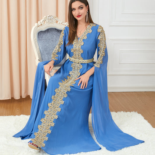 Arabian Women's Skirt Splicing Extra Long Sleeve Dress