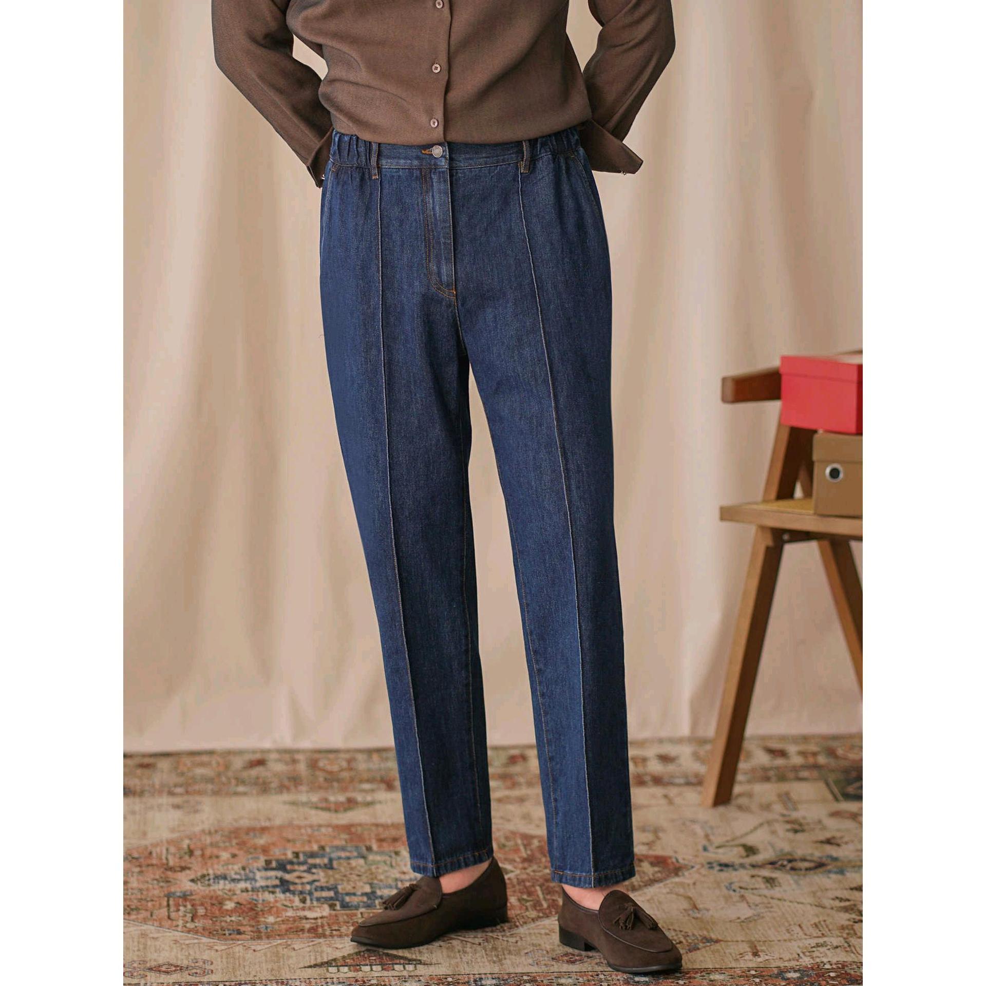 British Style Mid Waist Straight-Leg Cropped Pants