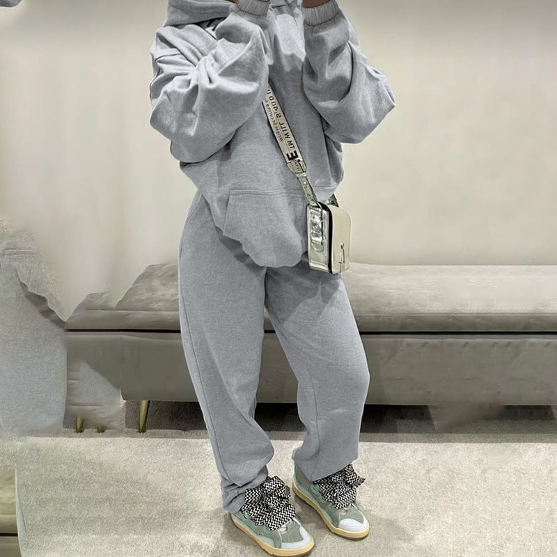 High Waist Straight-Leg Pants Leisure Sports Suit Set