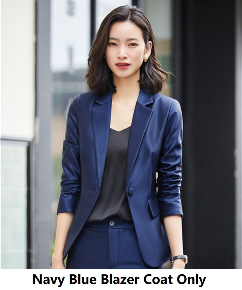 Professional Women's Fashion Suit Set with Long Sleeve Jacket and Pants