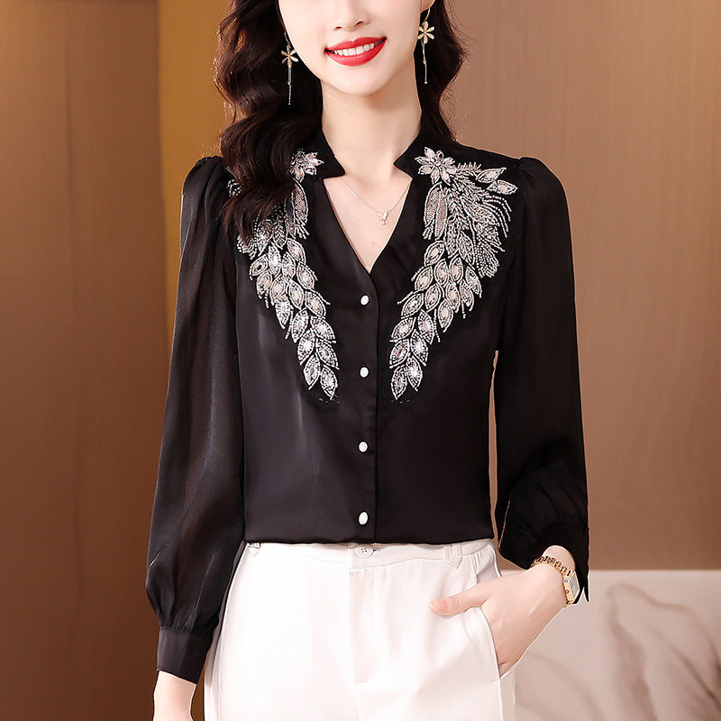 Slim Fit High-Class Cardigan Shirt with Long Sleeves and Stand Collar