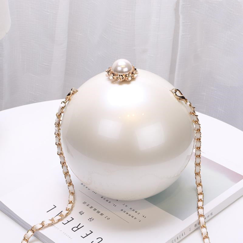 Luxury Women Round Acrylic Ball Evening Bag with Flower Buckle