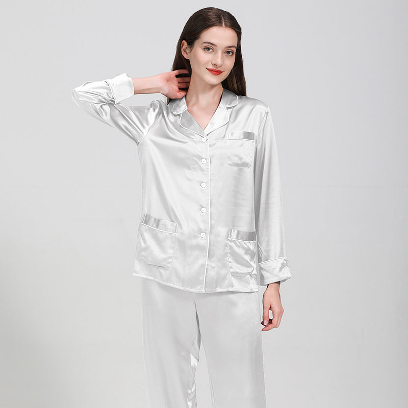 Ensemble de pyjama deux pièces en soie longue pour femme