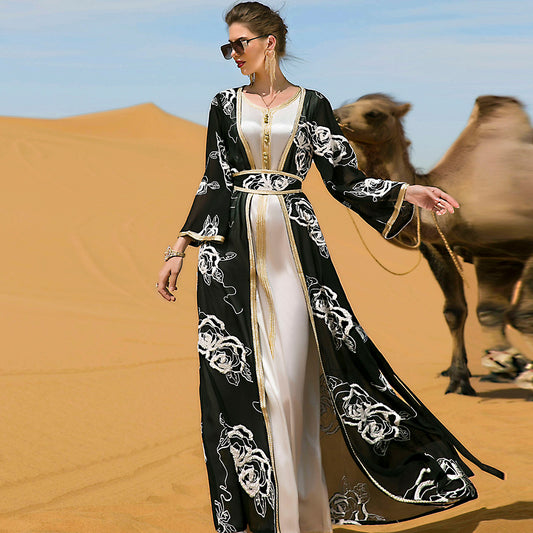 Arabian Women's Temperament And Fashion Heavy Embroidery Abaya Dress