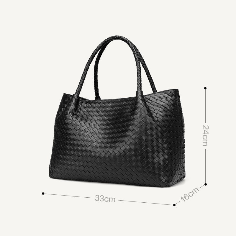Handmade Sheepskin Woven Leather Handbag for Women Medium Size