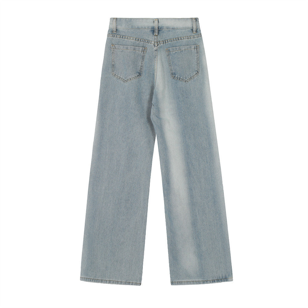 Men's Inkjet Gradient Wide Leg Denim Trousers Hip Hop Style