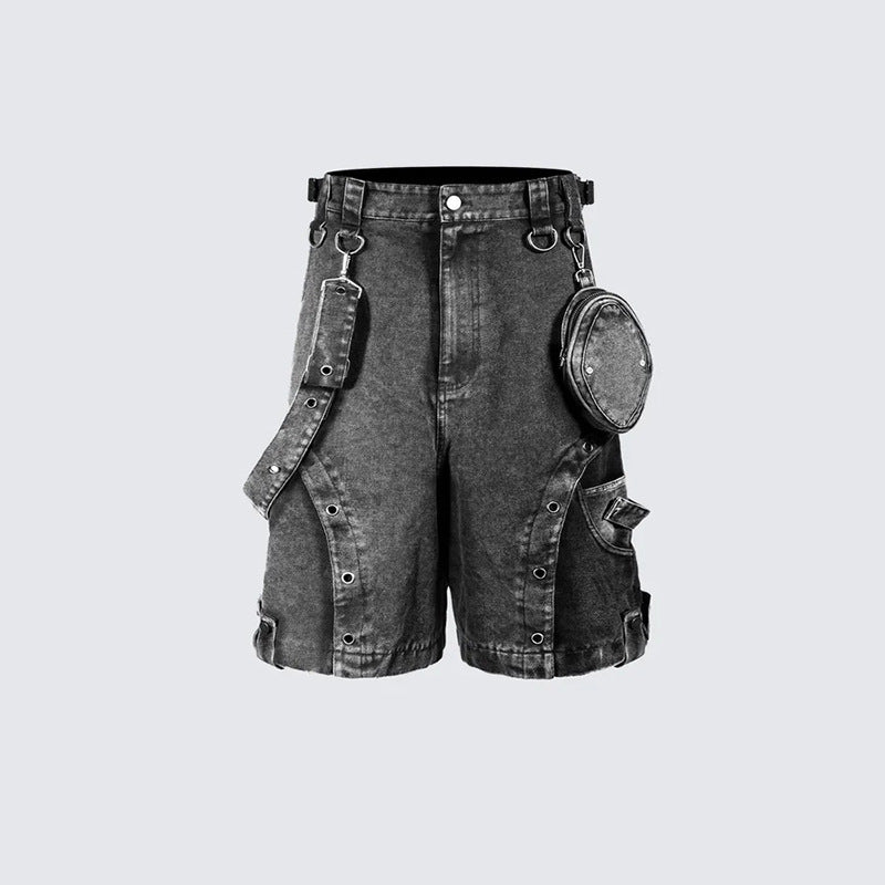 Retro High Waist Loose Washed Denim Shorts