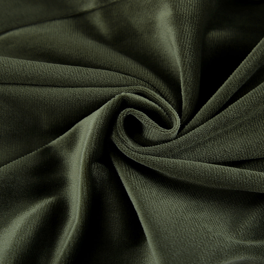 Ensemble pull à capuche en velours vert en fibre de polyester S-L