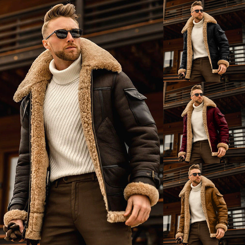 Mens Winter Military Fleece Jacket with Fur Collar Tactical Coat