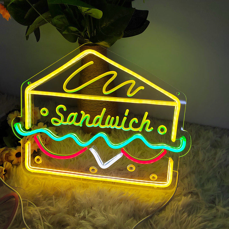 Enseigne néon LED Hamburger Pizza